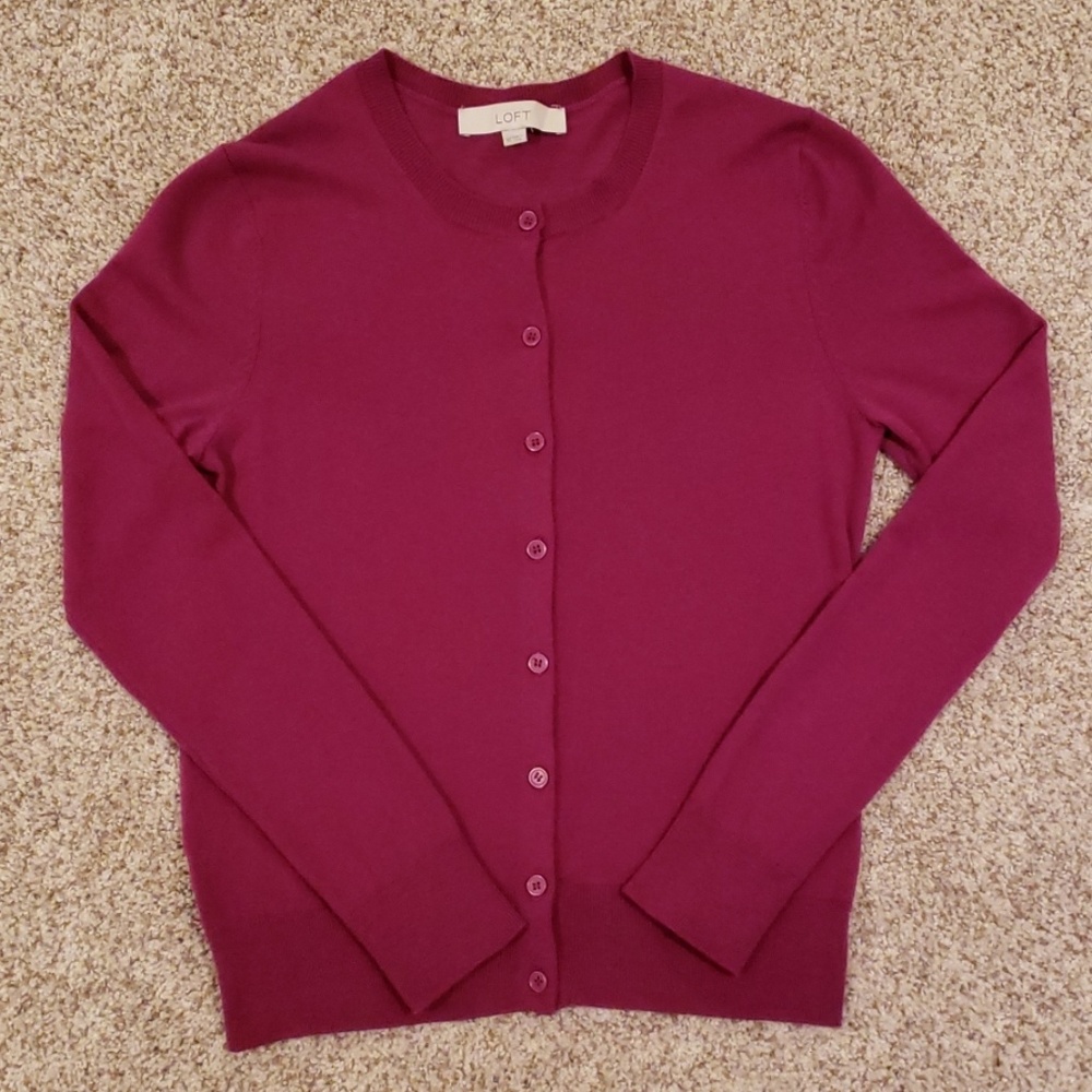 LOFT berry/fuchsia cardigan
